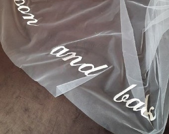 Personalized veil with embroidered text individual veil text