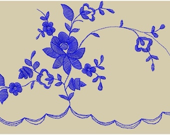 Diseño de bordado floral: Patrón de bordado a máquina para velos (descarga digital)