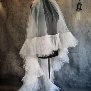 Ruffle veil Soft veil Frill tulle veil, modern wedding bridal veil, ruffle, lace, modern bohemian bridal veil image 5