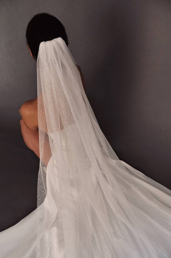 Sparkle bridal veil, Sparkly veil, glitter  bridal veil, with a comb three meters wide, assembled on a comb