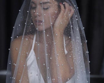 Sparkly veil Wedding glitter veil and pearls veil with pearls pearl veil with glitter