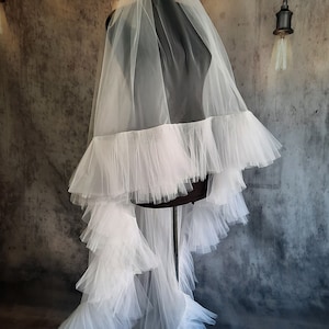 Ruffle veil Soft veil Frill tulle veil, modern wedding bridal veil, ruffle, lace, modern bohemian bridal veil image 4