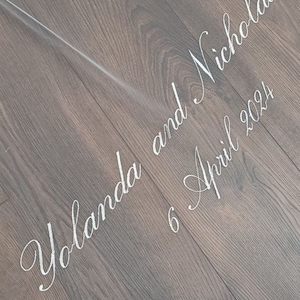 Velo de novia, Velo elegante, Velo de novia clásico con iniciales y fecha bordadas personalizadas