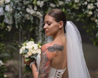 Ivory Wedding Veil – Single Tier Soft Tulle Bridal Veil, 100" Wide