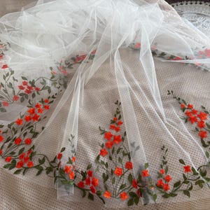 Colorful Flora veil/ 2026  Embroidered Wedding Veil | One Tier | Soft Tulle | Personalized Colors
