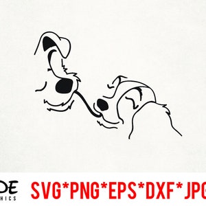 Lady and the Tramp instant download digital file svg, png, eps, jpg, and dxf clip art for cricut silhouette and other cutting software