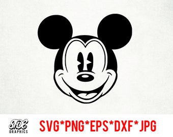Vintage Mickey instant download digitaal bestand svg, png, eps, jpg en dxf-illustraties voor cricut silhouette en andere snijsoftware