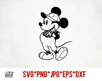 Pobierz natychmiastowy plik cyfrowy przedstawiający Myszkę baseballową w formatach SVG, PNG, EPS, JPG i DXF, przeznaczony do tworzenia sylwetek za pomocą oprogramowania Cricut i innych programów do cięcia.