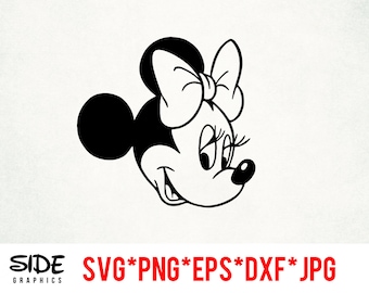 Minnie Mouse Head instant download digital file svg, png, eps, jpg, and dxf clip art for cricut silhouette and other cutting software