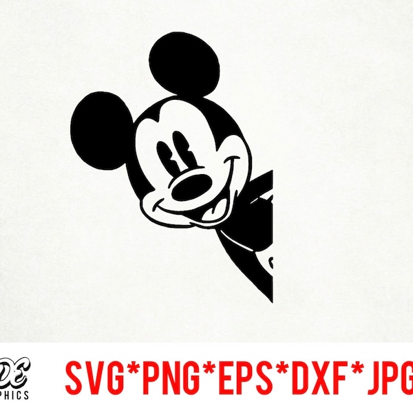 Peaking Mickey Instant Download digitale Datei svg, png, eps, jpg und dxf Clip Art für Cricut Silhouette und andere Schneidesoftware