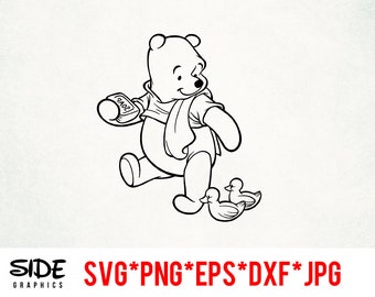 Winnie the Pooh instant download digital file svg, png, eps, jpg, and dxf clip art for cricut silhouette and other cutting software