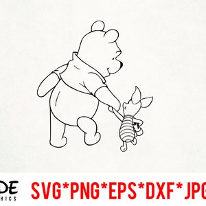 L'ourson et le porcelet en téléchargement numérique fichier svg, png, eps, jpg et dxf clipart pour silhouette cricut et autre logiciel de découpe
