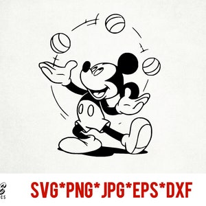Mickey Juggling instant download digital file svg, png, eps, jpg, and dxf clip art for cricut silhouette and other cutting software