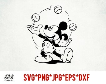 Mickey Juggling instant download digital file svg, png, eps, jpg, and dxf clip art for cricut silhouette and other cutting software