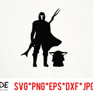 Mando and Grogu instant download digital file svg, png, eps, jpg, and dxf clip art for cricut silhouette and other cutting software