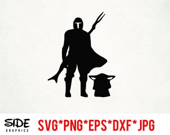 Mando and Grogu instant download digital file svg, png, eps, jpg, and dxf clip art for cricut silhouette and other cutting software