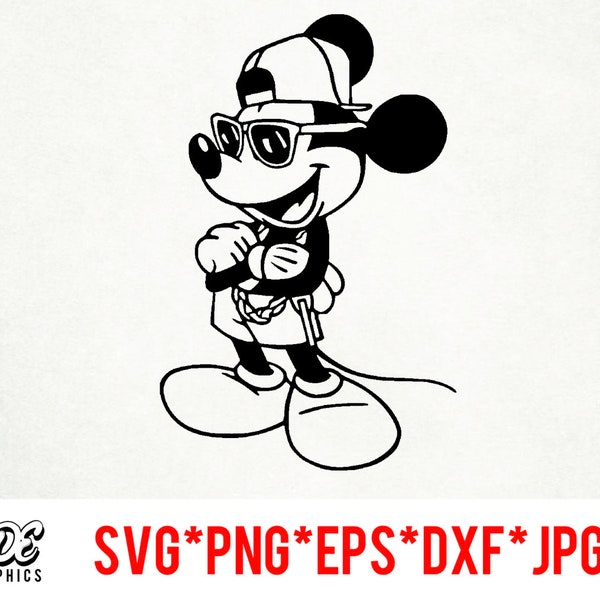Cool Mickey instant download digital file svg, png, eps, jpg, and dxf clip art for cricut silhouette and other cutting software