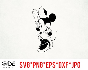 Shy Minnie instant download digital file svg, png, eps, jpg, and dxf clip art for cricut silhouette and other cutting software