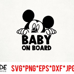 Baby on Board descarga instantánea de archivos digitales svg, png, eps, jpg y dxf clip art para silueta cricut y otro software de corte