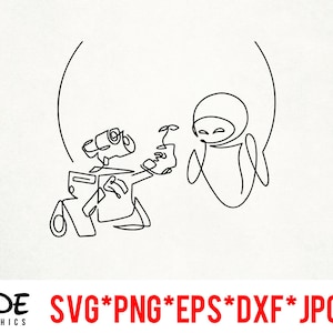May include: Line art illustration of a robot and a human holding a plant. The robot is a simple design with a round head and a body with wheels. The human is a simple design with a round head and a body with arms and legs.
