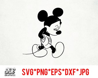 Téléchargement instantané Mickey triste fichier numérique svg, png, eps, jpg et dxf clipart pour silhouette cricut et autre logiciel de découpe