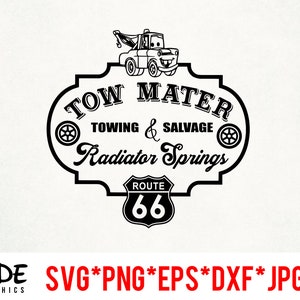 Tow Mater sofortiger Download digitale Datei svg, png, eps, jpg und dxf Clip Art für Cricut Silhouette und andere Schneidsoftware
