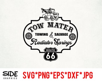 Tow Mater téléchargement instantané fichier numérique svg, png, eps, jpg et dxf clip art pour cricut silhouette et autres logiciels de découpe