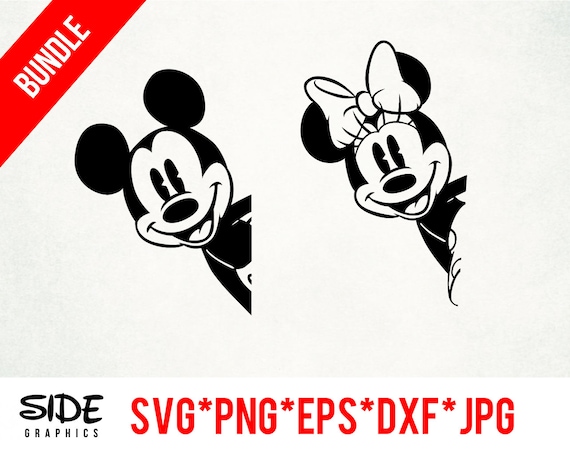 覗き見ミニーミッキーのデジタルファイル SVG、PNG、EPS、JPG、DXF