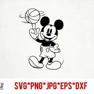 Baloncesto Mickey descarga instantánea de archivos digitales svg, png, eps, jpg y dxf clip art para silueta cricut y otro software de corte