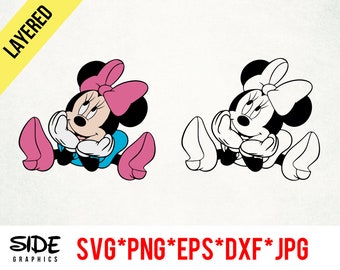 Minnie Splits instant download digitaal bestand svg, png, eps, jpg en dxf-illustraties voor cricut silhouette en andere snijsoftware