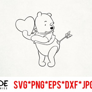 Winnie the Pooh instant download digital file svg, png, eps, jpg, and dxf clip art for cricut silhouette and other cutting software