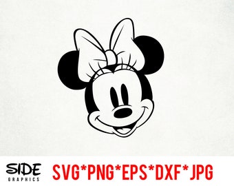Minnie Mouse Head instant download digital file svg, png, eps, jpg, and dxf clip art for cricut silhouette and other cutting software