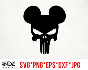 Mickey Punisher descarga instantánea de archivos digitales svg, png, eps, jpg y dxf clip art para silueta cricut y otro software de corte