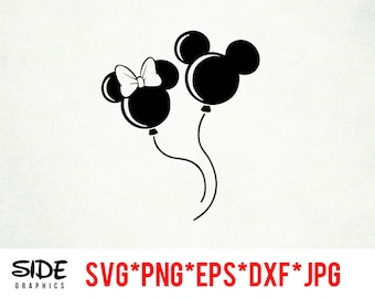 Mickey Minnie-ballong, direktnedladdning, digital fil, svg, png, eps, jpg och dxf clipart för Cricut Silhouette och annan skärprogramvara