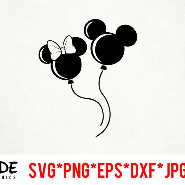 Mickey Minnie Balloon instant download digital file svg, png, eps, jpg, and dxf clip art for cricut silhouette and other cutting software