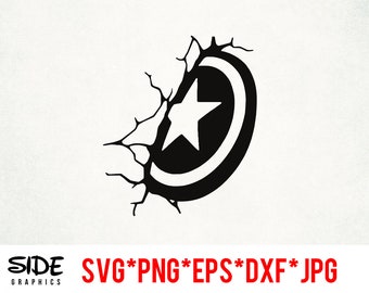 Capitán América Escudo descarga instantánea archivo digital SVG, PNG, EPS, JPG y DXF clip art para Cricut Silhouette y otro software de corte