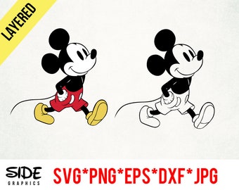 Walking Mickey instant download digital file svg, png, eps, jpg, and dxf clip art for cricut silhouette and other cutting software