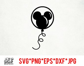 Mickey Balloon téléchargement instantané de fichiers numériques svg, png, eps, jpg et dxf clip art pour cricut silhouette et autres logiciels de découpe