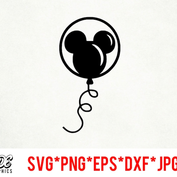 Mickey Balloon instant download digital file svg, png, eps, jpg, and dxf clip art for cricut silhouette and other cutting software