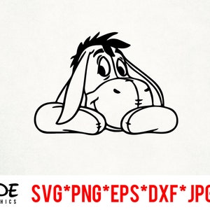 Eeyore instant download digital file svg, png, eps, jpg, and dxf clip art for cricut silhouette and other cutting software