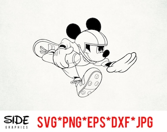 Football Mickey téléchargement instantané fichier numérique svg, png, eps, jpg et dxf clip art pour cricut silhouette et autres logiciels de découpe