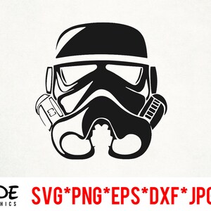 Puede incluir: Silueta en blanco y negro de un casco de Stormtrooper de Star Wars.