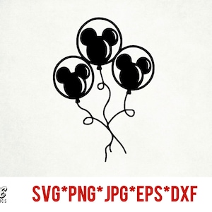 Mickey balloons instant download digital file svg, png, eps, jpg, and dxf clip art for cricut silhouette and other cutting software