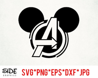 Téléchargement instantané de fichier numérique du logo Mickey Avenger svg, png, eps, jpg et dxf clipart pour silhouette cricut et autre logiciel de découpe