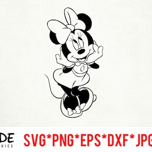 Lindo Minnie descarga instantánea de archivos digitales svg, png, eps, jpg y dxf clip art para silueta cricut y otro software de corte