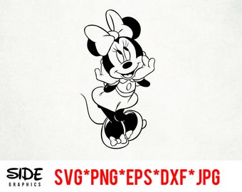 Cute Minnie instant download digital file svg, png, eps, jpg, and dxf clip art for cricut silhouette and other cutting software