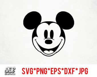 Vintage Mickey instant download digitaal bestand svg, png, eps, jpg en dxf-illustraties voor cricut silhouette en andere snijsoftware