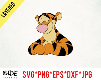 Tigger instant download digital file svg, png, eps, jpg, and dxf clip art for cricut silhouette and other cutting software