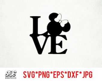 Descarga instantánea de archivos digitales de Minnie en formato SVG, PNG, EPS, JPG y DXF para Cricut, Silhouette y otros programas de corte.