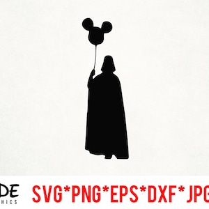 Darth Vader Mickey Balloon instant download digital file svg, png, eps, jpg, and dxf clip art for cricut silhouette and other cutting softwa